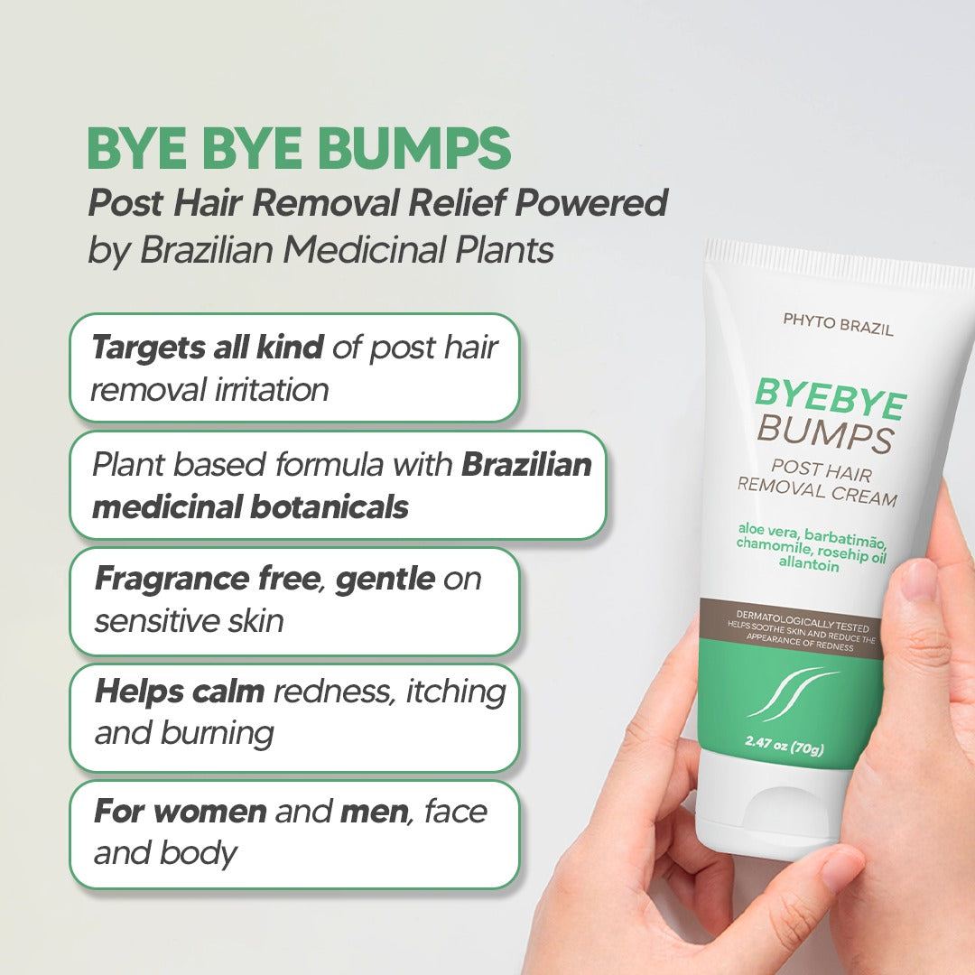 Bye Bye Bumps Post Hair Removal Cream – Soothes Razor Bumps & Redness, Brazilian Botanical Formula, 2.47 oz