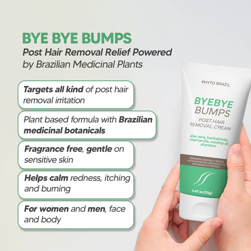 Bye Bye Bumps Post Hair Removal Cream – Soothes Razor Bumps & Redness, Brazilian Botanical Formula, 2.47 oz